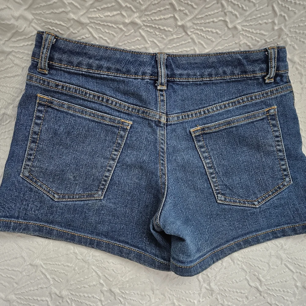 Crazy 8 Girls' Sz 14 Medium Wash Blue Stretchy Denim Crochet Lace Accents - Boho
